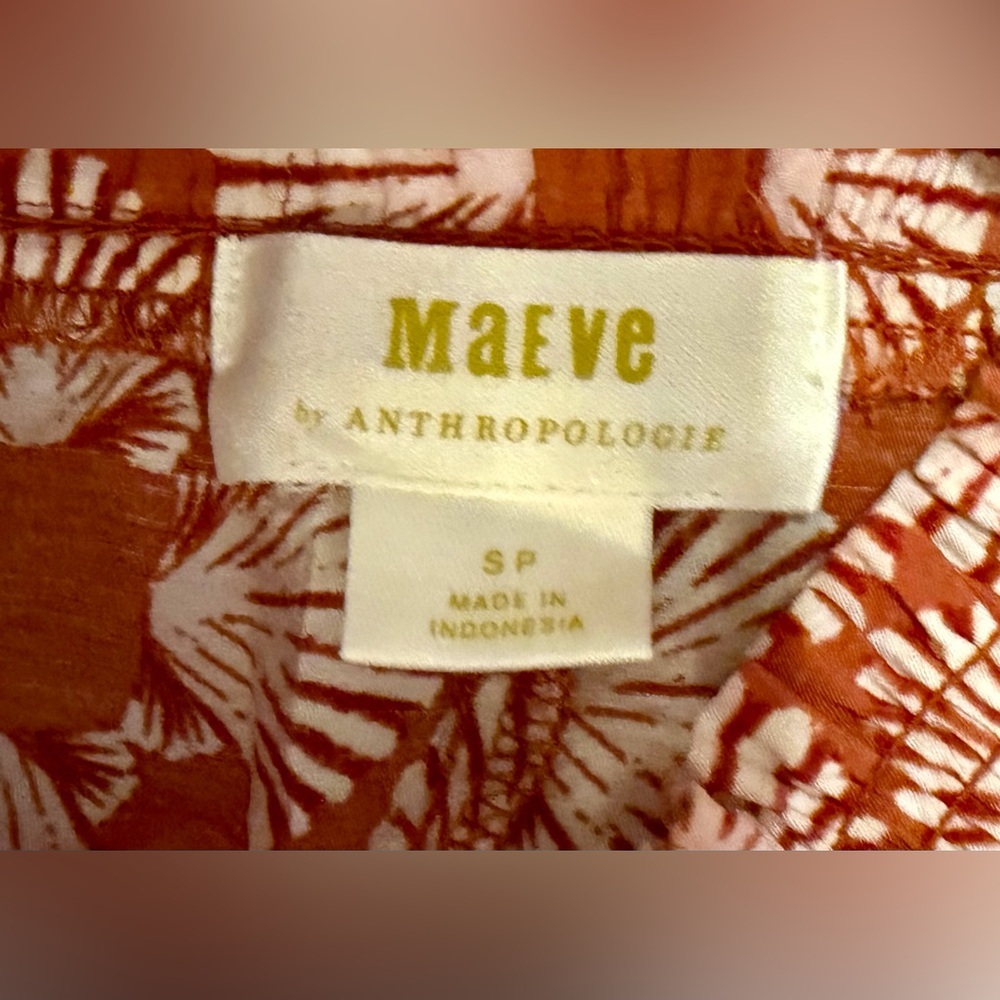 Maeve by Anthropologie Saria Wide Leg Smocked Waist Pants- Sea Shell - Picture 5 of 6